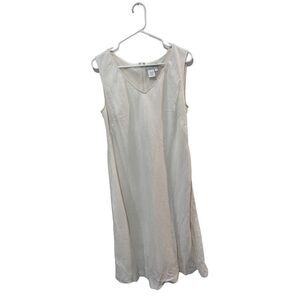 Vintage Spiegel White Linen Sleeveless Mini Dress Zipper Back Coastal Size 14